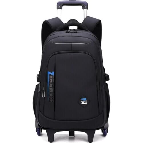 Boys Rolling Backpack Luggage School Bag Wheeled Rucksack Black Trolley School Bags Mochilas