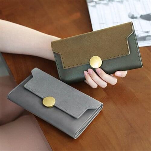 Soft Wallet Ladies Long Personality Retro Simple Clutch Classic Frosted Tri-fold Thin Wallet