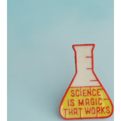 Science is magic that works Enamel Pins Badge Measuring cup brooch Lapel pin Creative Jewelry Gifts Brooches for kids Women Men
