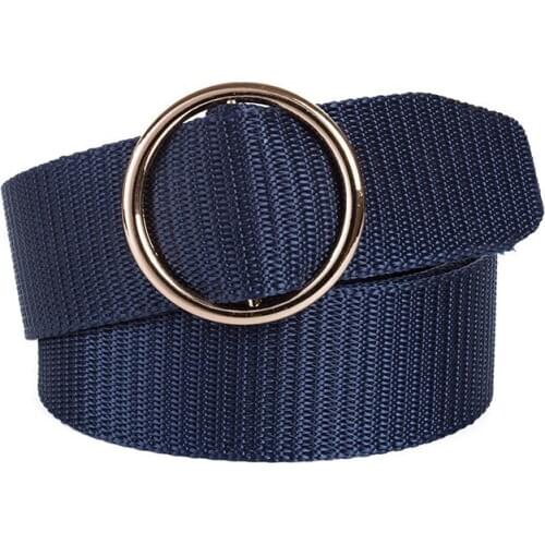 New style alloy round buckle nylon canvas belt ladies fashion decoration belt unisex simple versatile