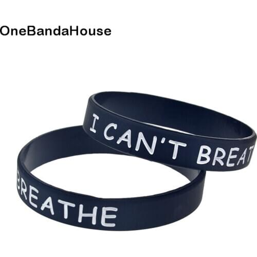 OBH 1PC I Can not Breathe Silicone Bracelet Black Adult Size