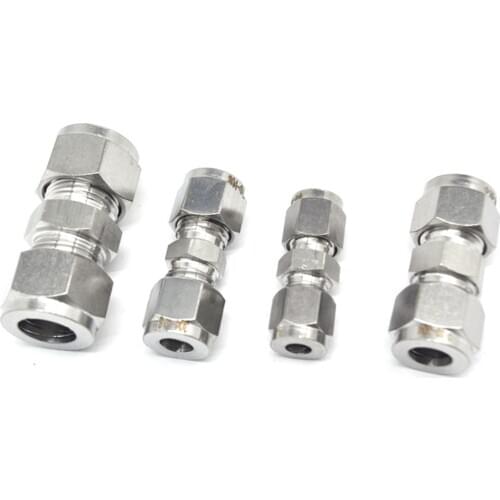 Fit Tube O/D 3-25mm 1/8" 1/4" 3/8" 1/2" 304 Stainless Equal Straight Ferrule Pneumatic Air Compression Fitting