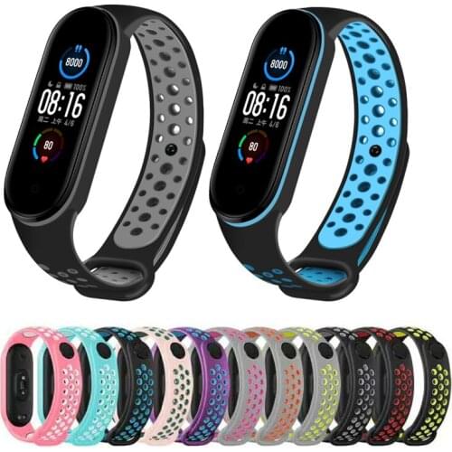 Silicone Strap For Xiaomi Mi Band 5 Bracelet Replacement Two-color Wristband Bracelet Watchband For Xiaomi Mi Band 5 Accessories
