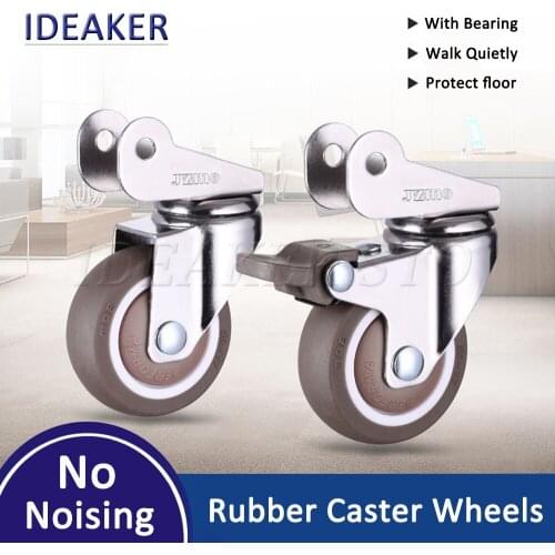 1.5/2 Inch Furniture Swivel Caster Wheels Crib Rubber Caster Wheels No Noise Wheel With Brake , Loading Capacity 200/240 Lbs