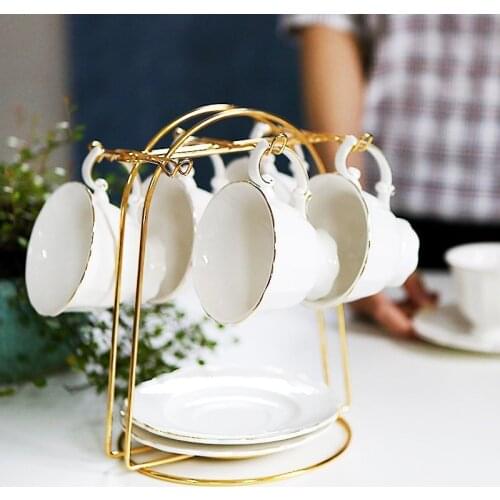 Stainless steel coffee cup rack dish rack storage kitchen storage box drying rack cup rack 4 cups 6 cups gold WF1126345