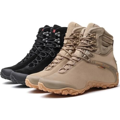 Outdoor High-Top Suede Safety Non-slip Special-Ops Camping Tactical Combat Shoes Men Waterproof Lace-up Calimbing Hiking Boots