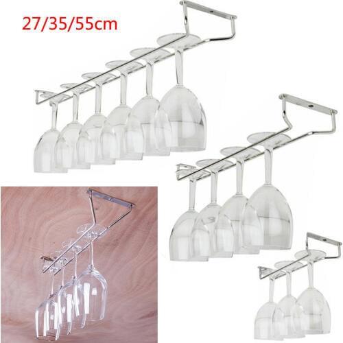 27/35/55cm Wine Glass Hanger Rack Stemware Glasses Home Bar Pub Holder Stainless Steel Kitchen Tools