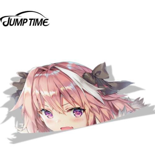 Jump Time 13cm x7.9cm Fate Grand Order Kawii Girl Astolfo Anime Car Sticker Bumper Window Helmet Decal Waterproof Car Decoration