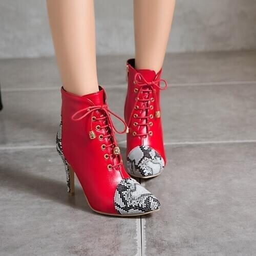 Fashion Ankle Boots For Women New 2021 Sexy Pointed Toe High Heels Womens Ankle Boots Short Yellow Red Shoes Lady Large Size 45