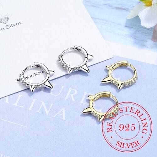 Punk Style 100% 925 Sterling Silver Korean Crystal Stud Earrings For Women 2020 Kids Wedding Gift Female pendientes