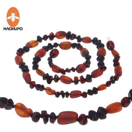 HAOHUPO Women Amber Teething Necklace for baby Oval Amber Jewelry Natural Baltic Ambar Beads Female Necklace Party Birthday Gift