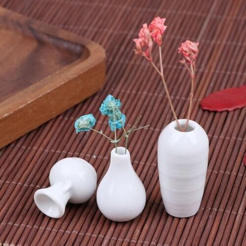 1Set(3pcs) Dollhouse Miniatures 1:12 Mini Ceramic Pot DIY Handmade Doll House Kitchen Ceramic Ornament Deco Flower vase