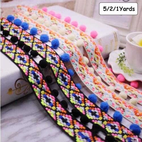 1 Yard/Lot Pom Pom tassel Ball Trim Lace Fabric Sewing Accessories DIY Craft Apparel Fringes Ribbon Sewing Material Lace