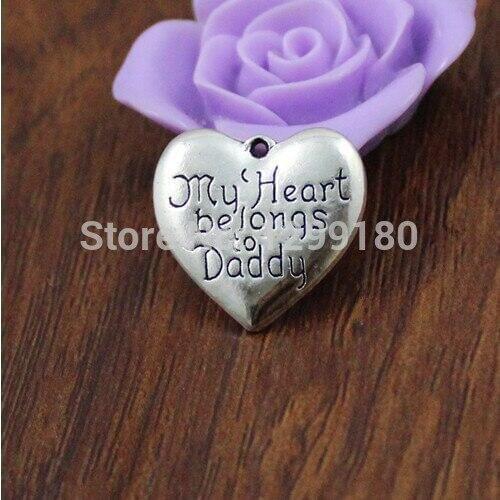 50pcs/lot Silver Tone Charm Pendants Heart Jewelry Accessory Pendant for Jewelry Making 19x21mm (K00581)