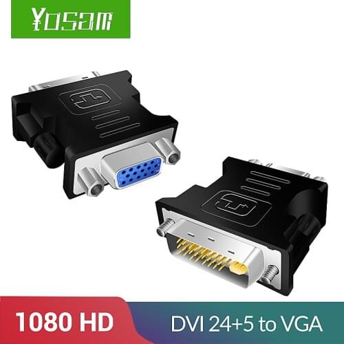 YOSAM 1080p HD DVI 24+5 Female to VGA Male Adapter Converter for HD TV Projector Monitor Host Graphics Card DVI to VGA Adapter