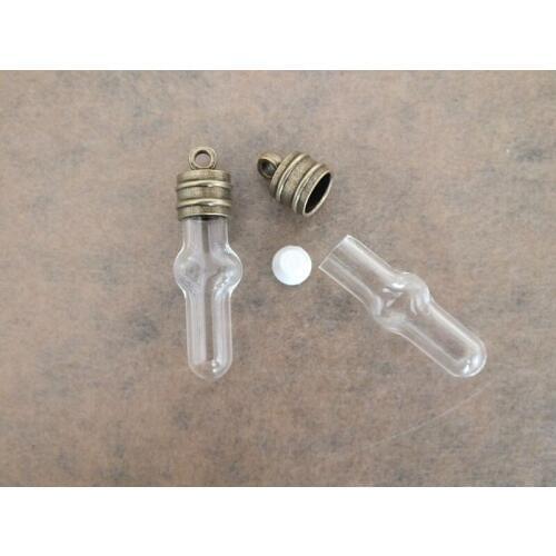 Free ship!! 33x8mm Small cross shape glass pendant Antique cap hollow glass pendant ,Small glass bottle necklace