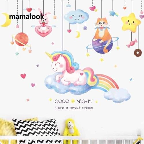 Unicorn childrens room decoration wall stickers bedside stickers dormitory classroom background decoration stickers