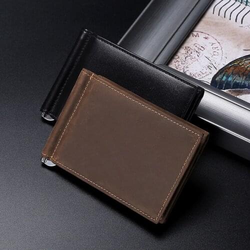 Good Touch Real Cow First Layer Leather Business Men Wallet With Cash Clip