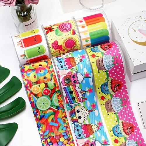 DIY Cartoon Dessert Printed Grosgrain Ribbon For Craft Supplies Sewing Accessories 5 Yards. 21123