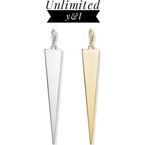 Long Triangle Pendant Charms 925 Sterling Silver Gold Thomas Style Fashion Good Jewelry Accessories Fit Bracelets Necklaces Gift