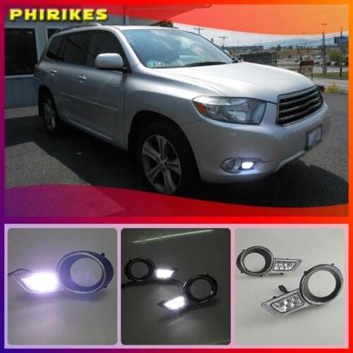 1 Pair For Toyota Highlander 2009 2010 2011 LED DRL Daytime Running Lights Daylight Waterproof Fog Head Lamp white