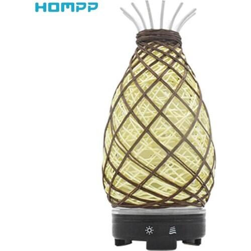 Essential Oil Aroma Diffuser Hemp Rope Ball Ultrasonic Cool Mist Humidifier for Office Home 7 Color Change Lights 120ml BPA Free