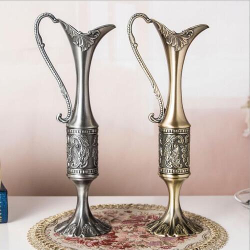 Europe luxury vintage vase decoration mariage vase alloy metal flower vase for home decoration flower vases 003