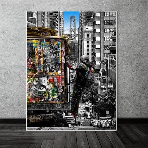 Graffiti Wall Art Paintings Street Landscape of London City Canvas Paintings Graffiti Pop Art Posters and Prints for Home Decor