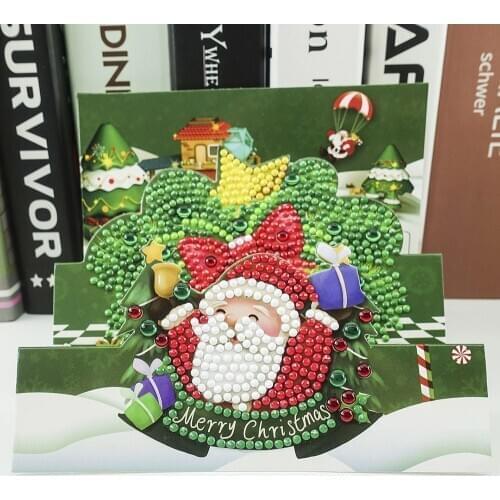 Huacan DIY Diamond Painting Card Special Shaped Santa Claus Diamond Embroidery Christmas Tree Greeting Postcards Gift