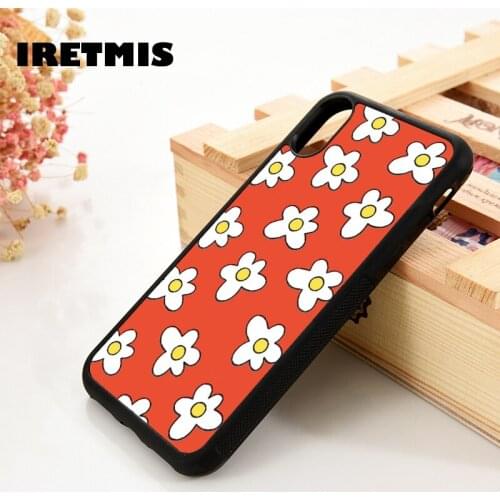 Iretmis 5 5S SE 6 6S TPU Silicone Rubber Phone Case Cover for iPhone 7 8 Plus X Xs 11 12 MINI Pro Max XR Flower red