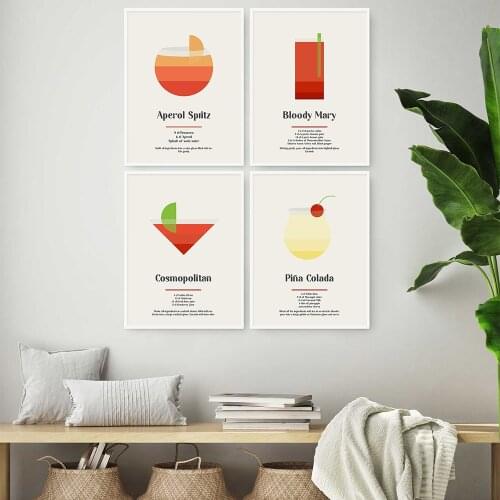 Aperol Spritz Kitchen Poster Print Colada Cocktail Drink Canvas Print Wall Art Painting Picture Dining Room Restaurant Bar Decor