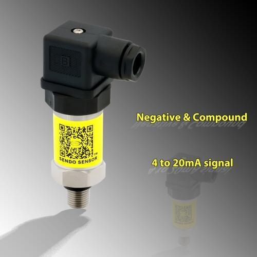 Compound pressure sensor 4-20mA, negative pressure transducer -1 to 24 bar, -1 to 15 bar, -1 to 9 bar, -1 to 3 bar, -1 to 0 bar