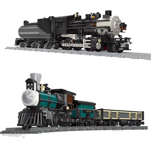 2021transportation track steam age train building block master red and black railway suit model building childrens toy boy gift