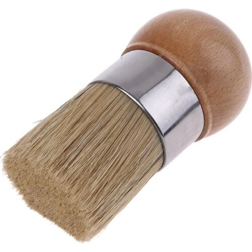 Round Chalk Paint Wax Brush Ergonomic Wood Handle Natural Bristle Brushes Furniture DIY Painting Waxing Tool