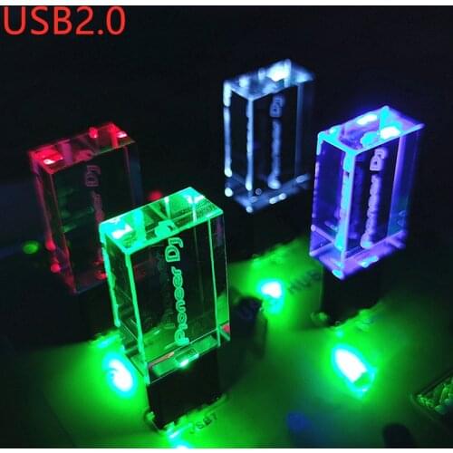 Cool LED light pioneer Dj premium LED crystal USB 2.0 flash drive with Box