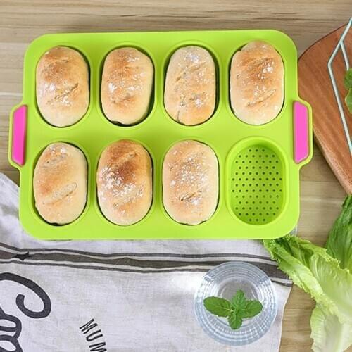 8 Grids Kitchen Multipurpose Bread Mold Non-stick Baking Mould Food Grade Silicone Baguette Tray Pan Home Kitchen Gadgets