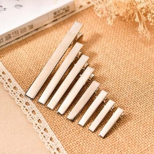 Kwoi Vita High Quality 32mm to 75mm Silver Color Hair Clips Flat Barrettes Iron Hairpins for DIY Hair Jewelry Accessories