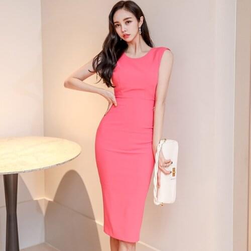 Summer Dresses Bow Pink Sleeveless Bodycon Bandage Backless Womens Dress Elegant Vintage Sexy Party Midi Evening Korean Clothes