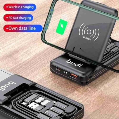 BUDI Multifunctional Power Bank Box 10000mah Pd Qc 18w Power Bank,Multi Cable 6 Types Cable,Sim Kit. Phone Cradle Usb Micro Usb