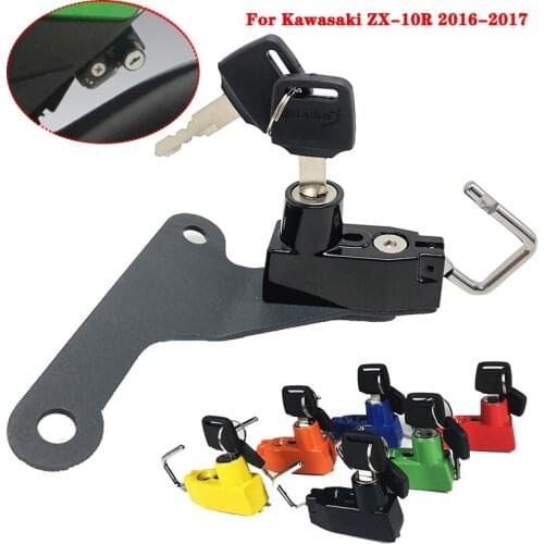 Motorcycle Helmet Lock Mount Hook Side Anti-theft Security Alloy with 2 Keys fits for Kawasaki ZX-10R ZX10R ZX 10R 2016 2017