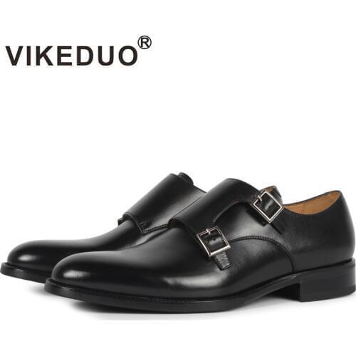 Vikeduo 2020 Handmade Designer Fashion Business Office Wedding Work Party Dance Male Shoe Genuine Leather Mens Monk Dress Shoes