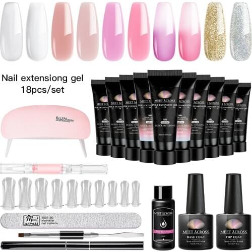 Oy UV Gel With UV LED Lamp Manicure Set Poly Nail Gel Polish Kit Nail Art Tools For Manicure Need Base Top Coat Nail Kit 4.7