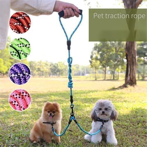 Miflame Walk Trainning Two Dogs One Leash Nylon Dog Harness Spitz Schnauzer Reflective Small Dogs Leash For Pets Cats Supplies