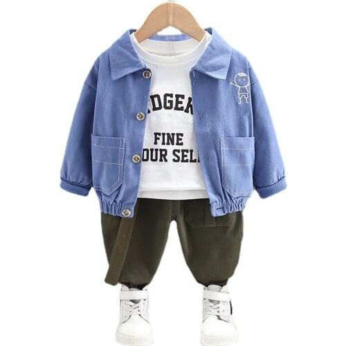 New Spring Autumn Baby Girls Clothes Children Boys Letter Jacket T-Shirt Pants 3Pcs/Sets Toddler Casual Clothing Kids Tracksuits