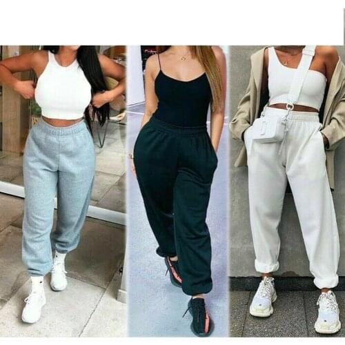 Hirigin New Fashion Ladies Casual Long Trousers Monochrome Long Breathable Sweat Absorbent Hip-Hop Dance Sports Pants Overalls