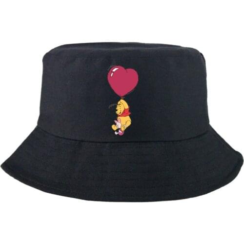 Disney Winnie the Pooh Casual Bucket Hat Double-sided Bob Hat Fashion Fishing Hat Cartoon Summer Panama Cap Fedoras Sunscreen