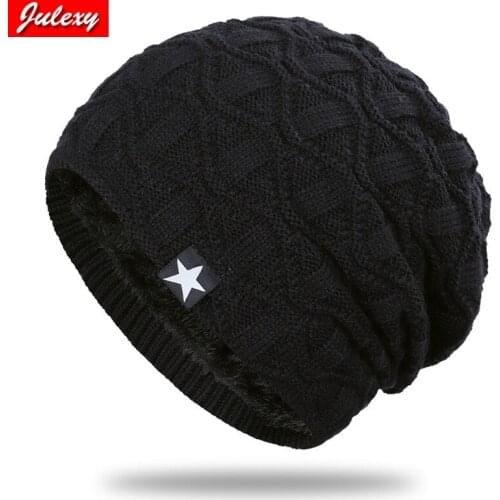 2021 Hat New Men And Women Korean Knitted Woolen Hat Winter Plus Velvet Warmth Five-Pointed Star Mens And Womens Outdoor Hats