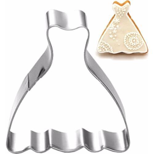 New Wedding Dress Cookie Tools Cake Stencil Kitchen Cupcake Decoration Template Mold Cookie Coffee Stencil Mold Baking Fondant