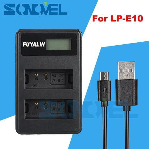 LPE10 LP-E10 USB LCD Dual Battery Charger For Canon REBEL T3 T5 T6 1100D 1200D 1300D LP-E10C