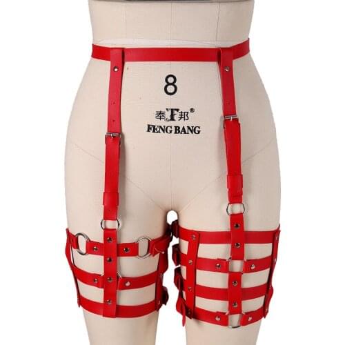 2pc Punk Goth Womens Belts For Women Leather Harness Fashion Sexy Garters Waistband Bdsm Bondage Fetish Lingerie Accessories